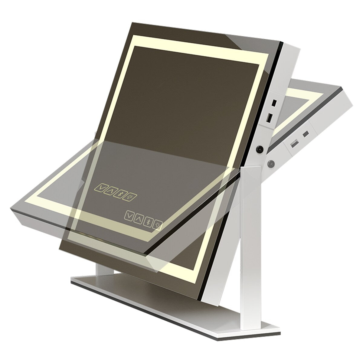 Miroir de maquillage Moasis avec éclairage LED, port de chargement USB, grossissement x10, haut-parleur Bluetooth