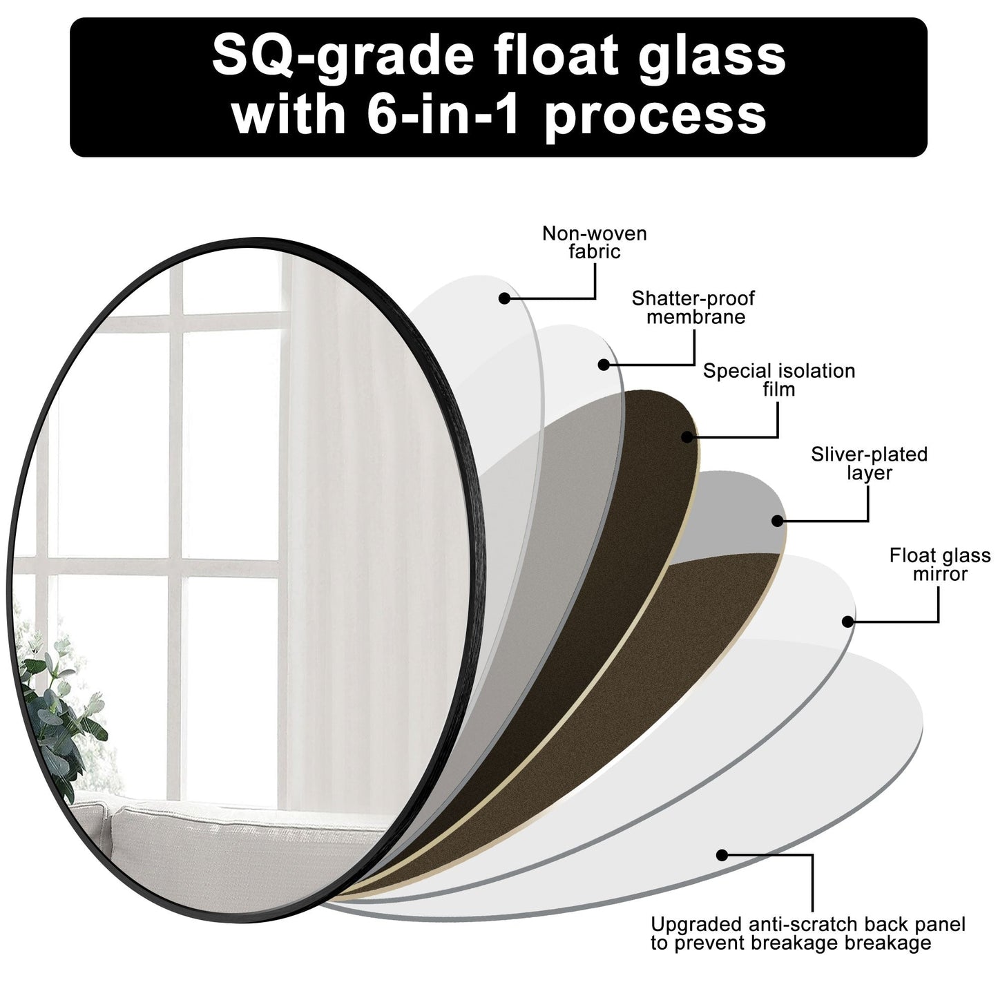 Miroir de courtoisie rond mural pour salle de bain moderne
