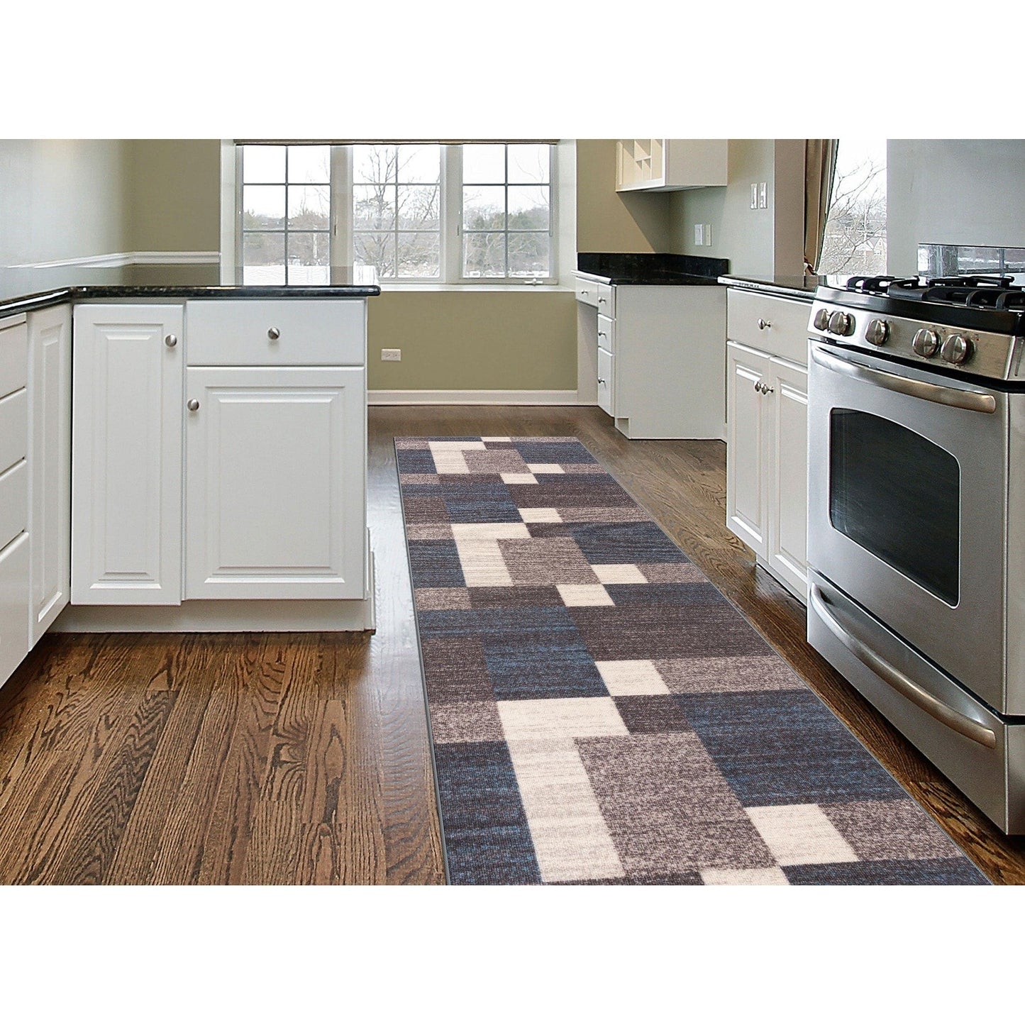 Tapis antidérapant au design moderne de boîtes de la World Rug Gallery