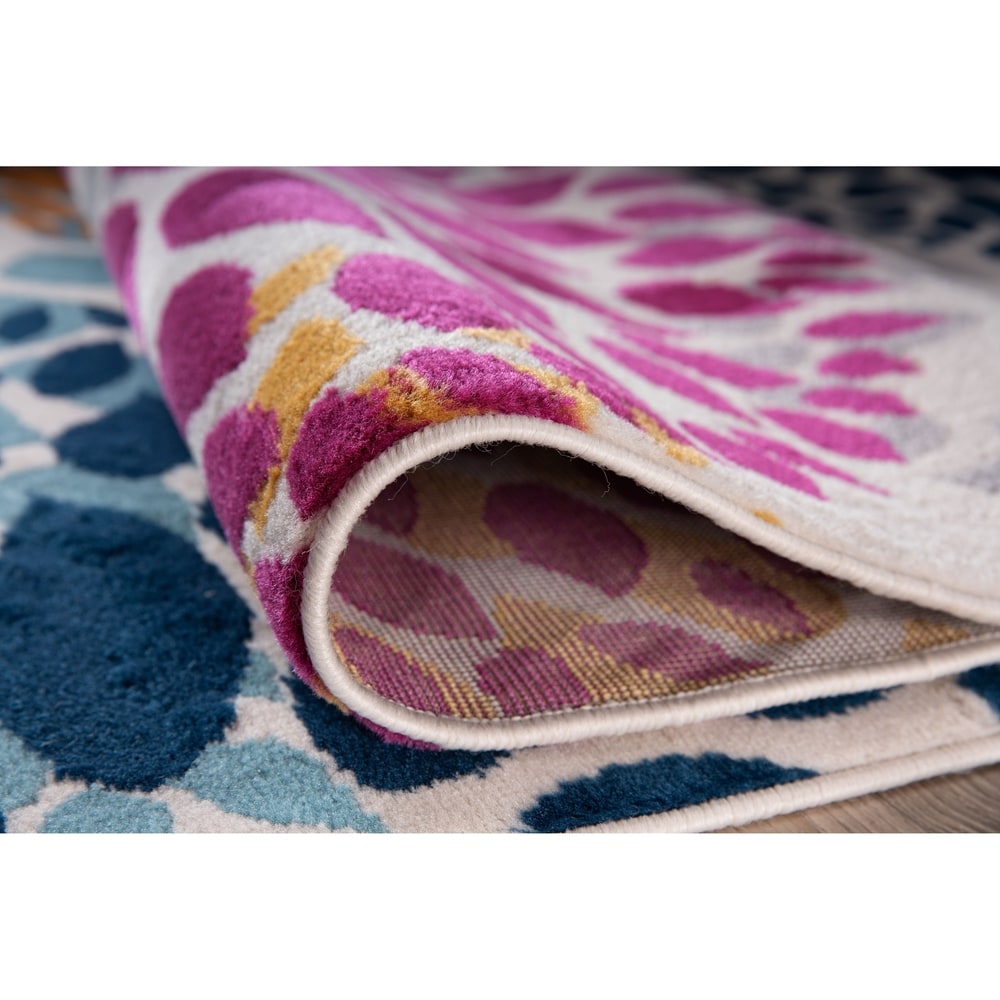 Tapis moderne à motifs floraux circulaires de la World Rug Gallery