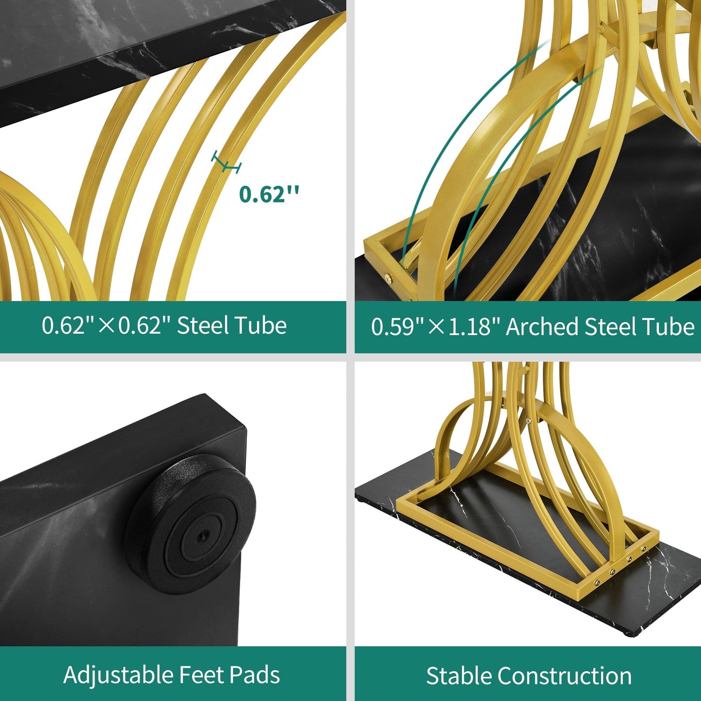 Console moderne dorée avec plateau en marbre pour entrée et couloir