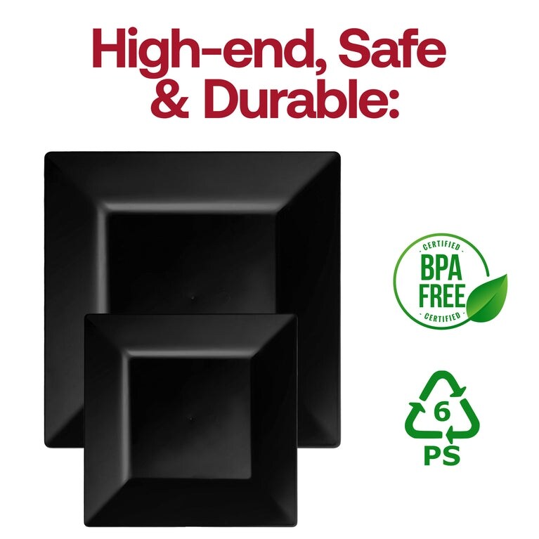 Assiettes jetables carrées modernes en plastique - Articles de fête