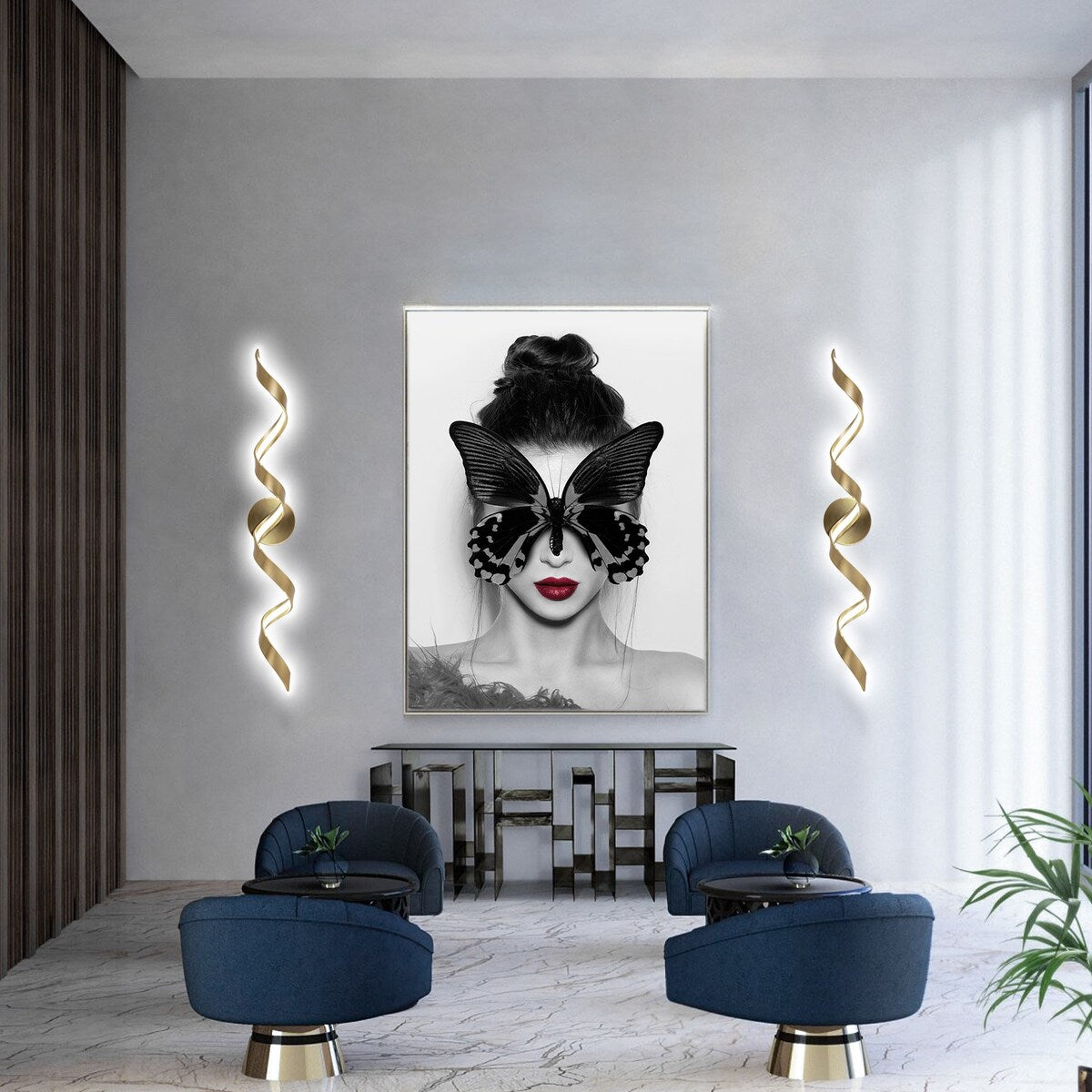 Applique murale à LED pour salle de bain au design moderne en spirale, à intensité variable