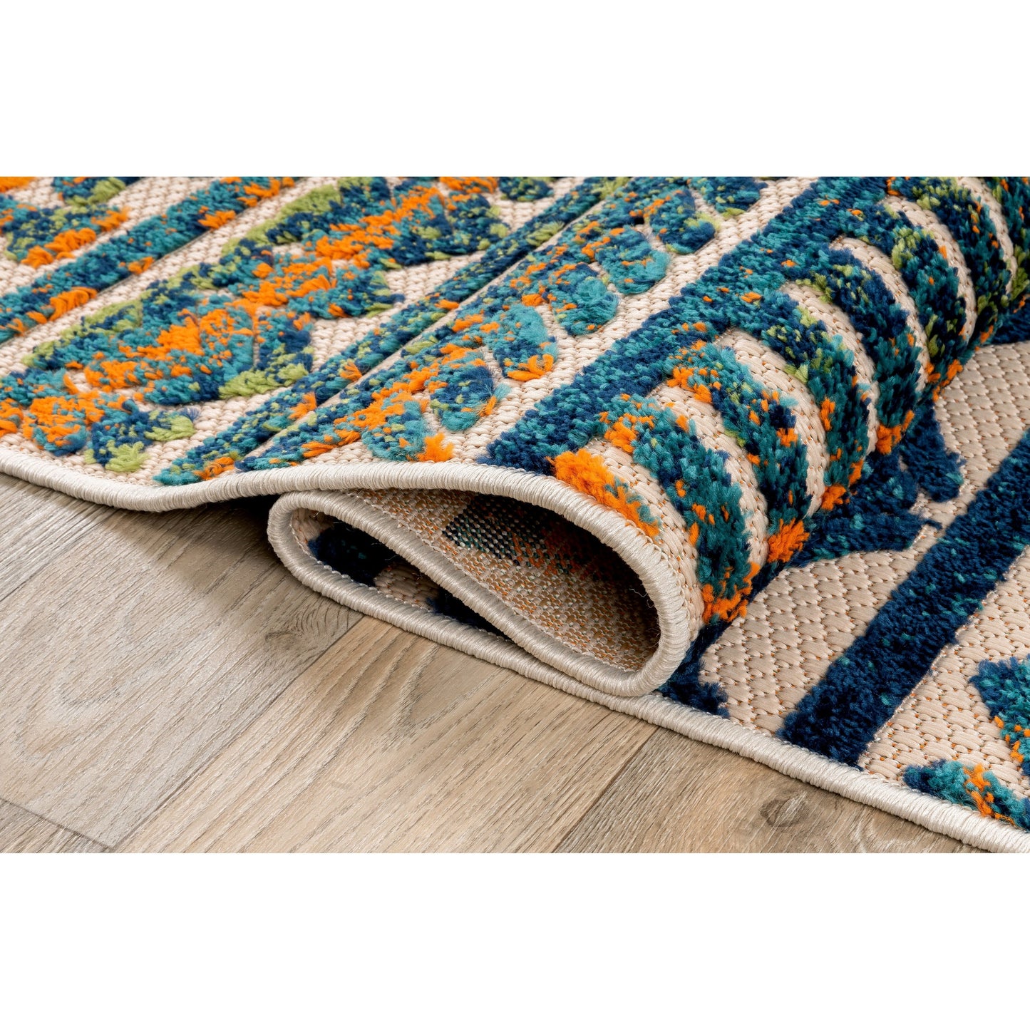 Tapis d'intérieur/extérieur géométrique délavé à rayures modernes de la World Rug Gallery