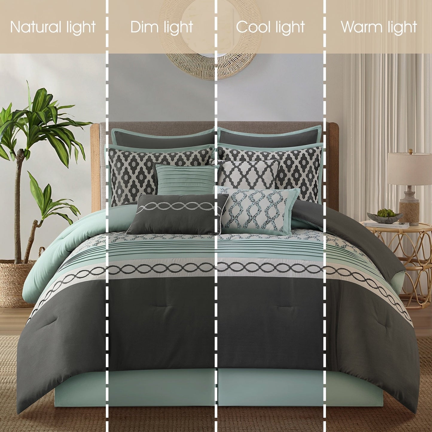 Ensemble de couette géométrique de luxe Nanshing Calvin 10 pièces