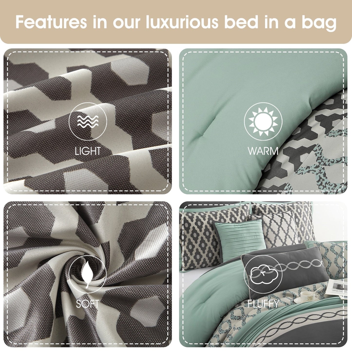 Ensemble de couette géométrique de luxe Nanshing Calvin 10 pièces