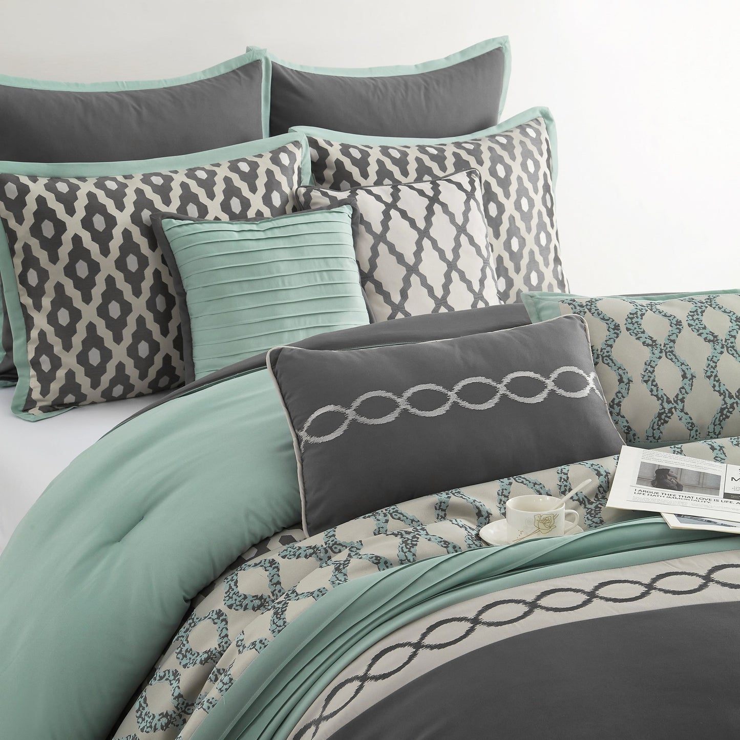 Ensemble de couette géométrique de luxe Nanshing Calvin 10 pièces