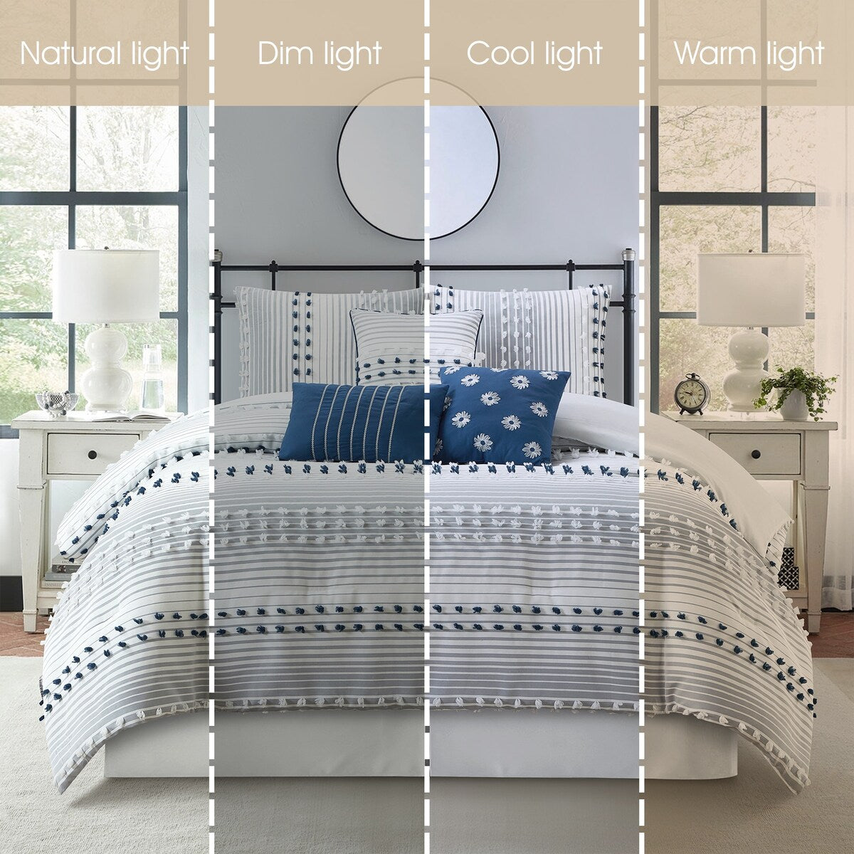 Ensemble de couette moderne à rayures Nanshing Jessy, 7 pièces