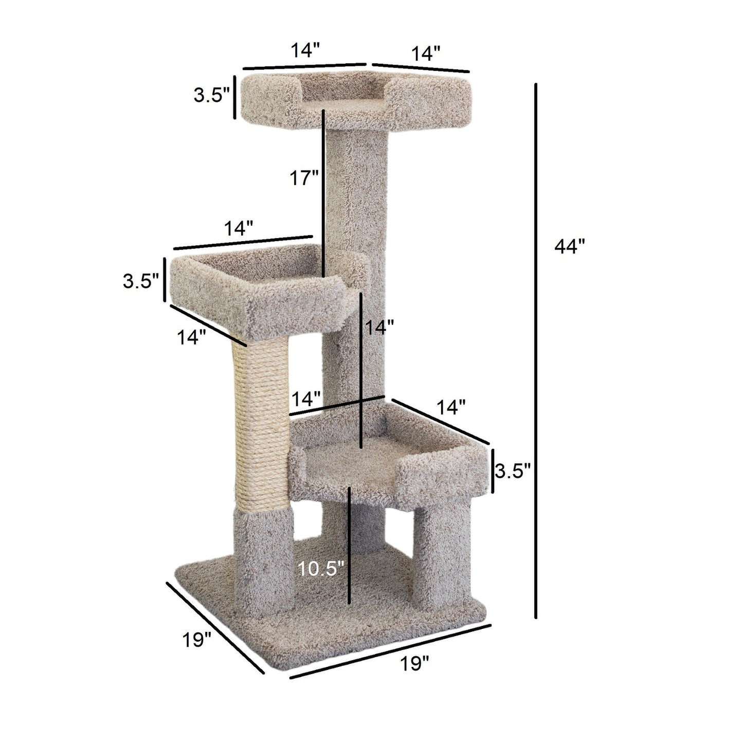 Nouveaux condos pour chats à 3 niveaux en bois massif et moquette