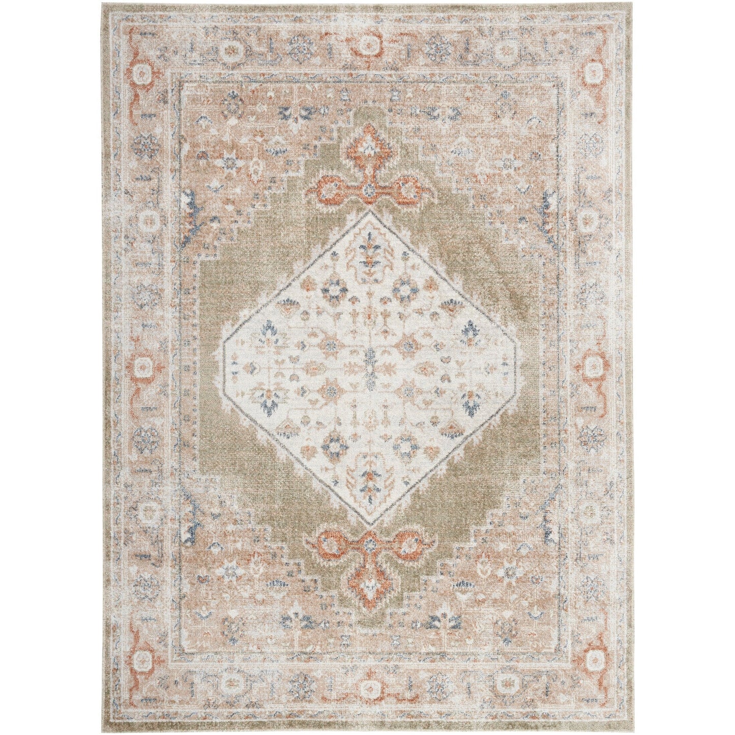 Tapis persan vieilli Nourison Abby lavable en machine pour l'intérieur uniquement