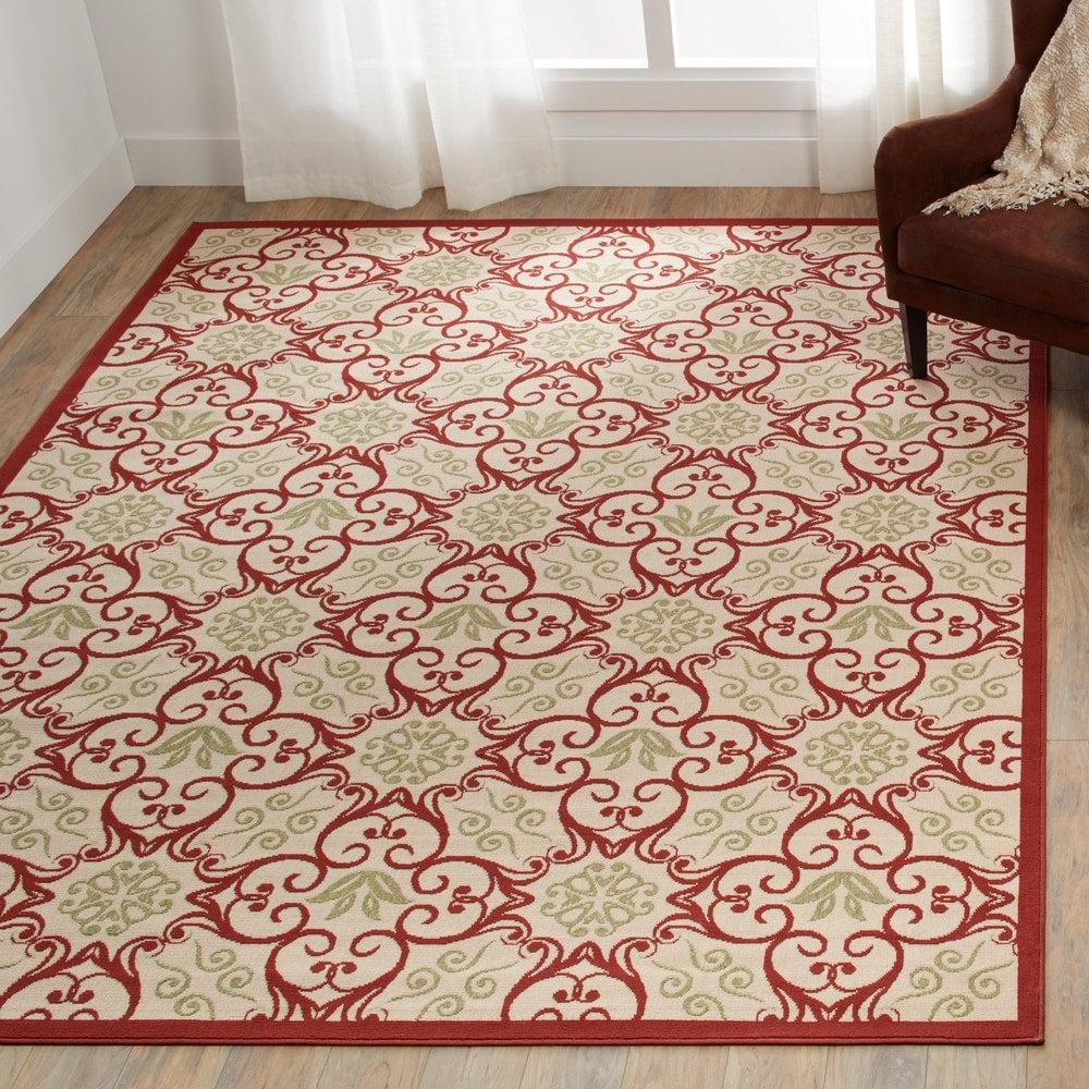 Tapis d'intérieur/extérieur géométrique floral des Caraïbes Nourison