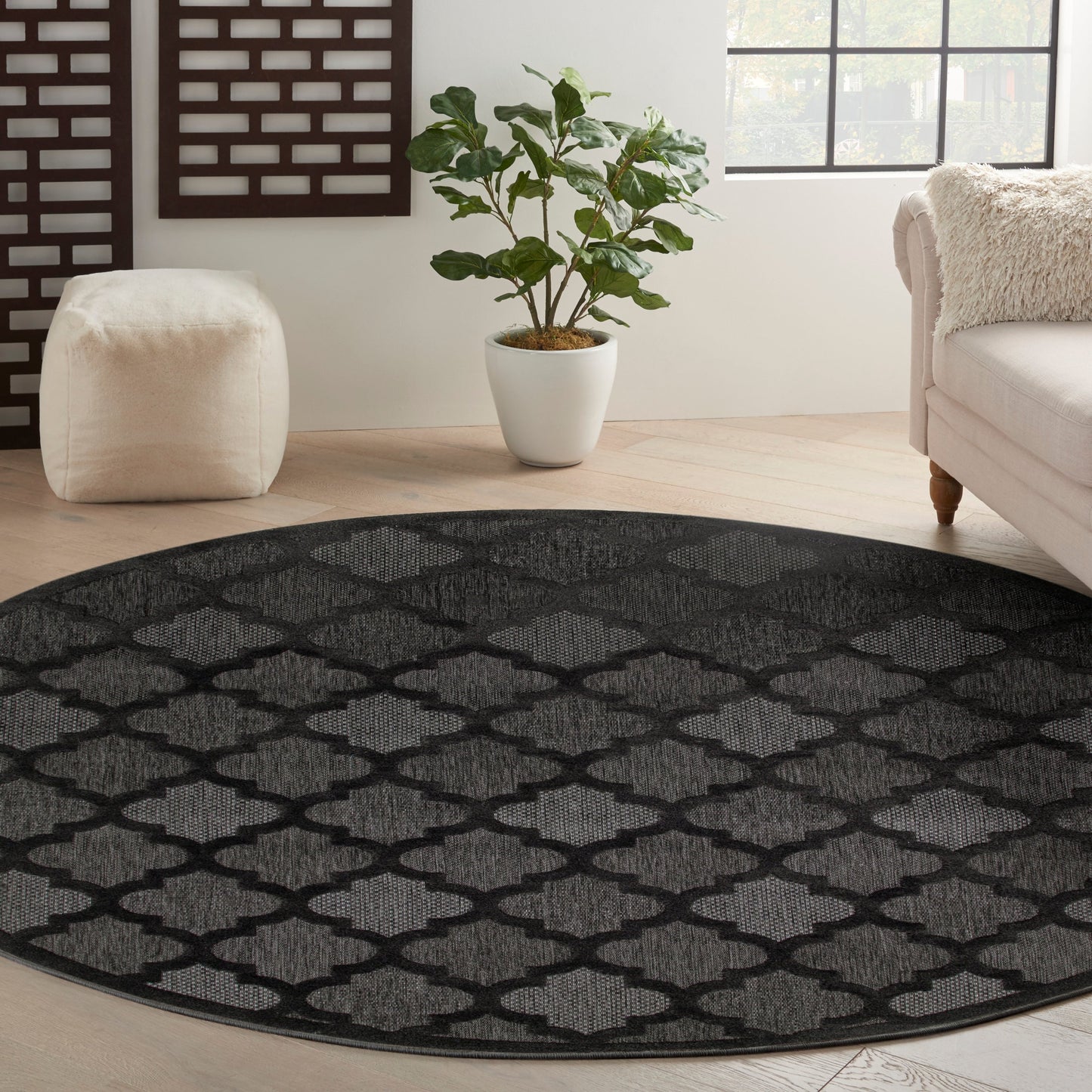 Tapis marocain en treillis Nourison, facile d'entretien, pour intérieur et extérieur