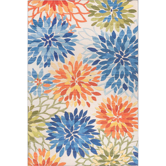 Tapis d'intérieur/extérieur lavable en machine à motif floral Nuloom Rosana