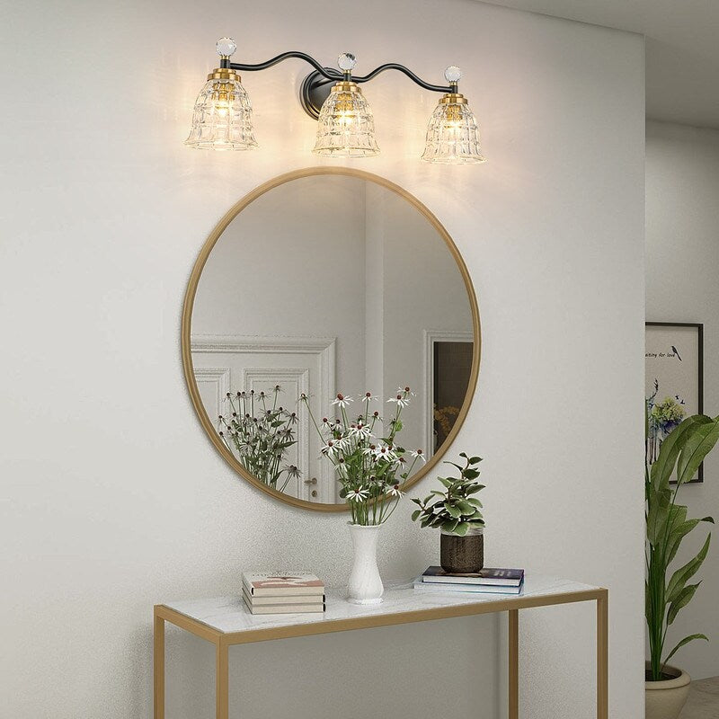 Luminaires de salle de bain modernes Ora à intensité variable, noir et or