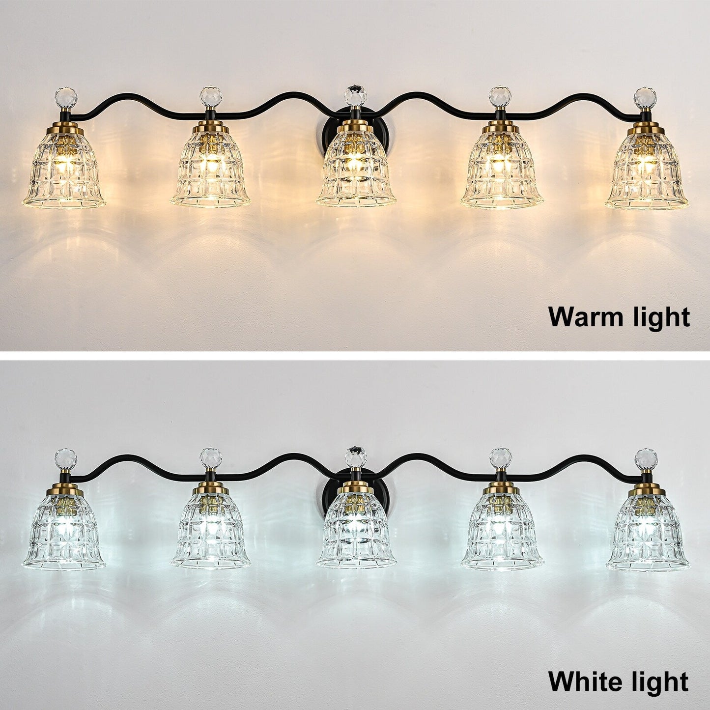 Luminaires de salle de bain modernes Ora à intensité variable, noir et or