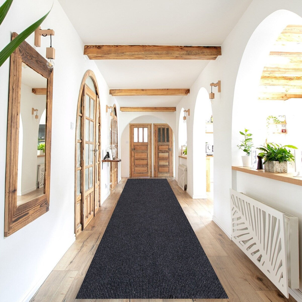 Tapis de couloir sur mesure pour intérieur/extérieur, 91 cm de large x longueur au choix, avec envers antidérapant en PVC