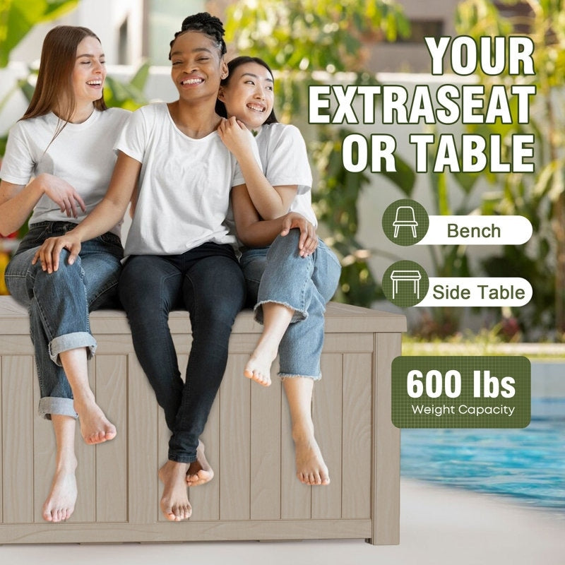 Coffre de rangement extérieur en résine verrouillable pour terrasse