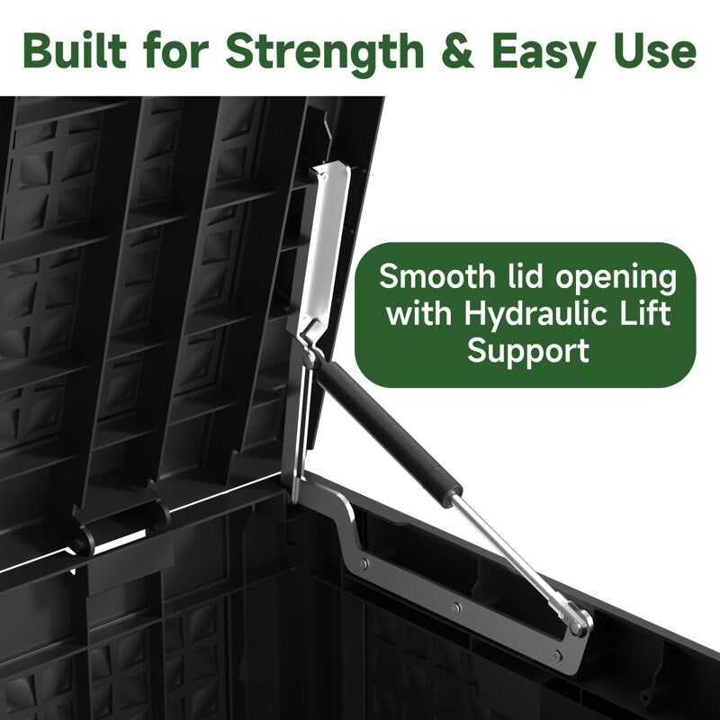 Coffre de rangement extérieur en résine verrouillable pour terrasse