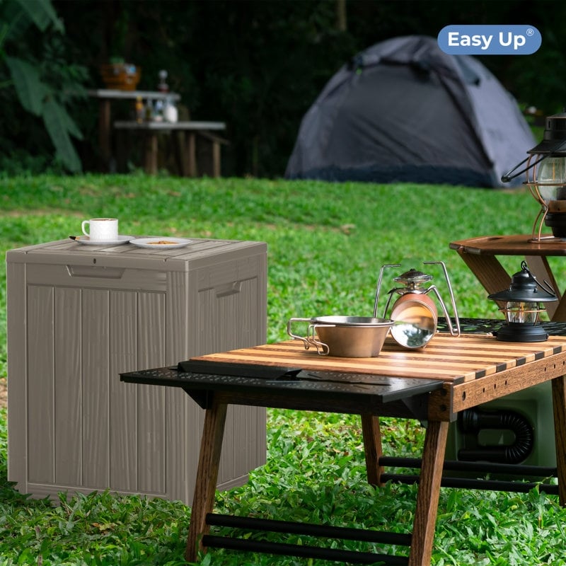 Coffre de rangement extérieur en résine verrouillable pour terrasse