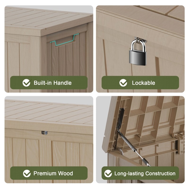 Coffre de rangement extérieur en résine verrouillable pour terrasse