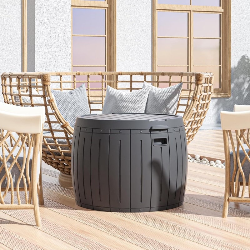Coffre de rangement extérieur en résine verrouillable pour terrasse