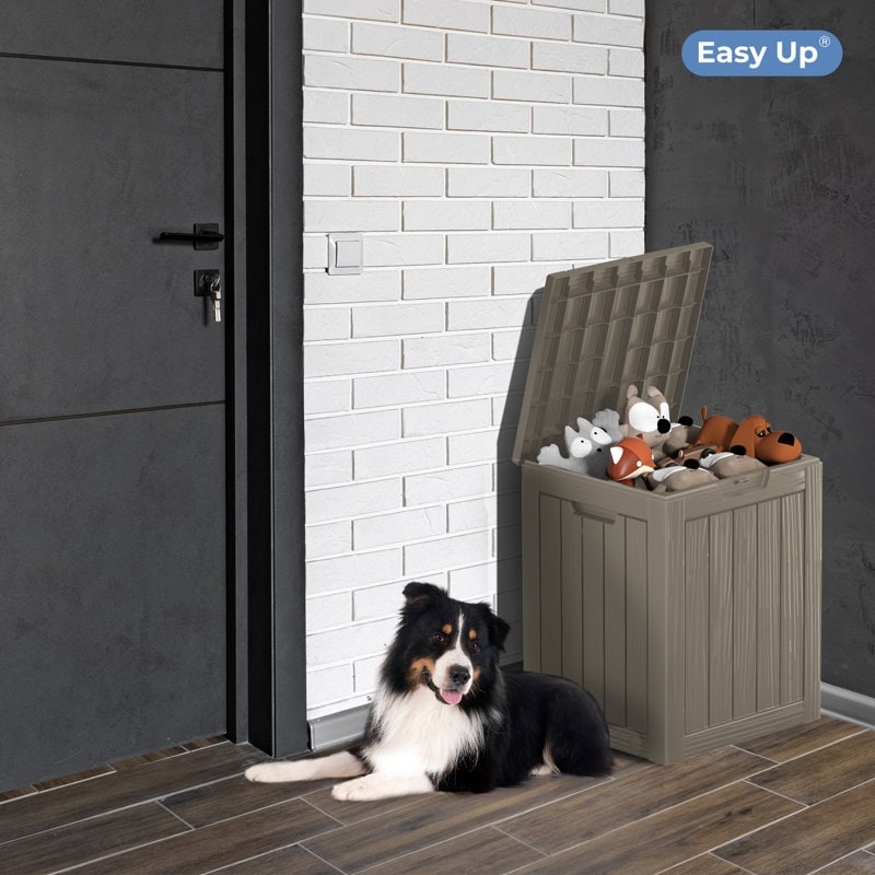 Coffre de rangement extérieur en résine verrouillable pour terrasse