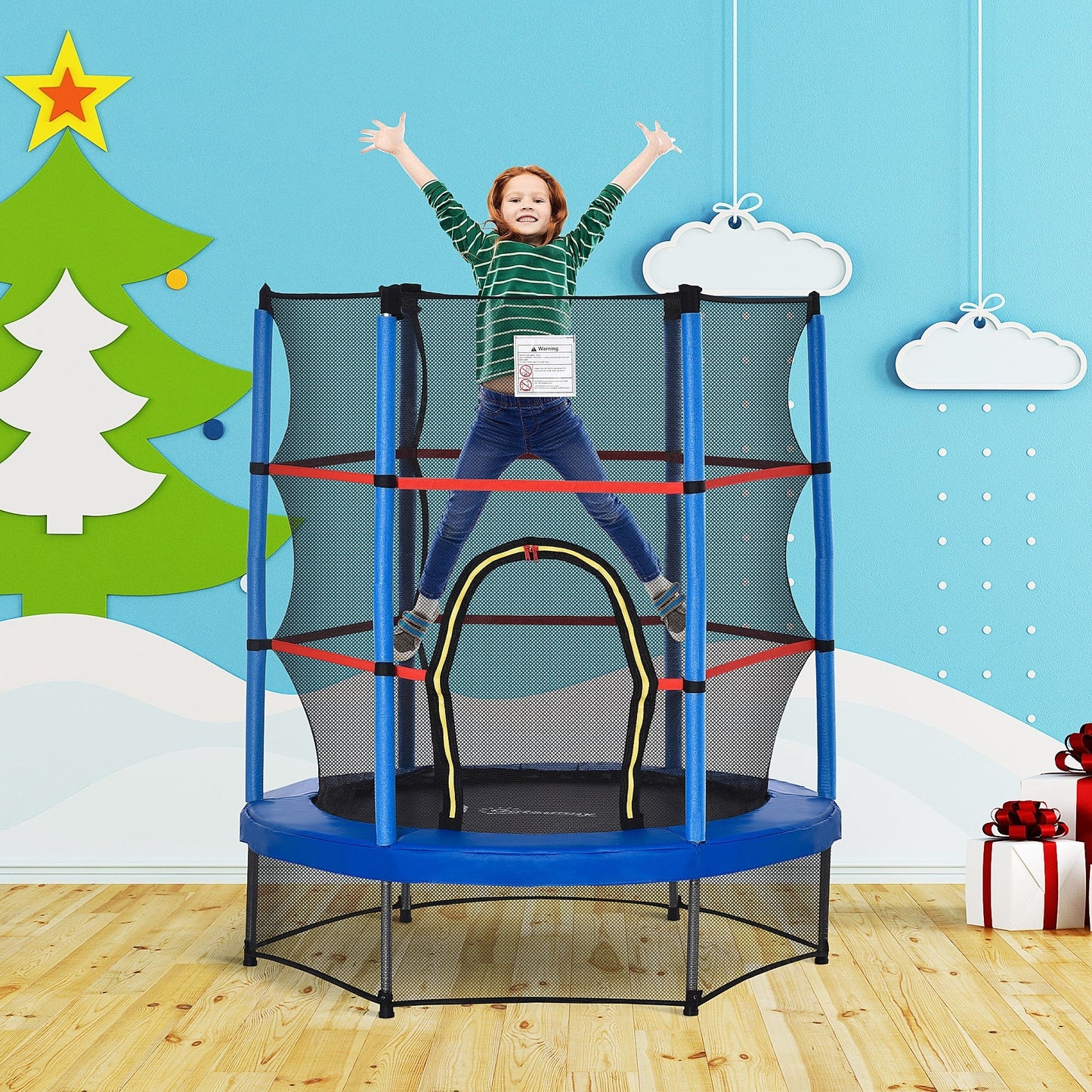 Trampoline Outsunny pour enfants de 1,5 m de diamètre avec filet pour l'intérieur et l'extérieur, de 3 à 6 ans