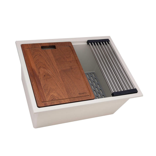 Évier de buanderie sous plan Ruvati epiRock Workstation 25 pouces, blanc chaud - RVG2321WB