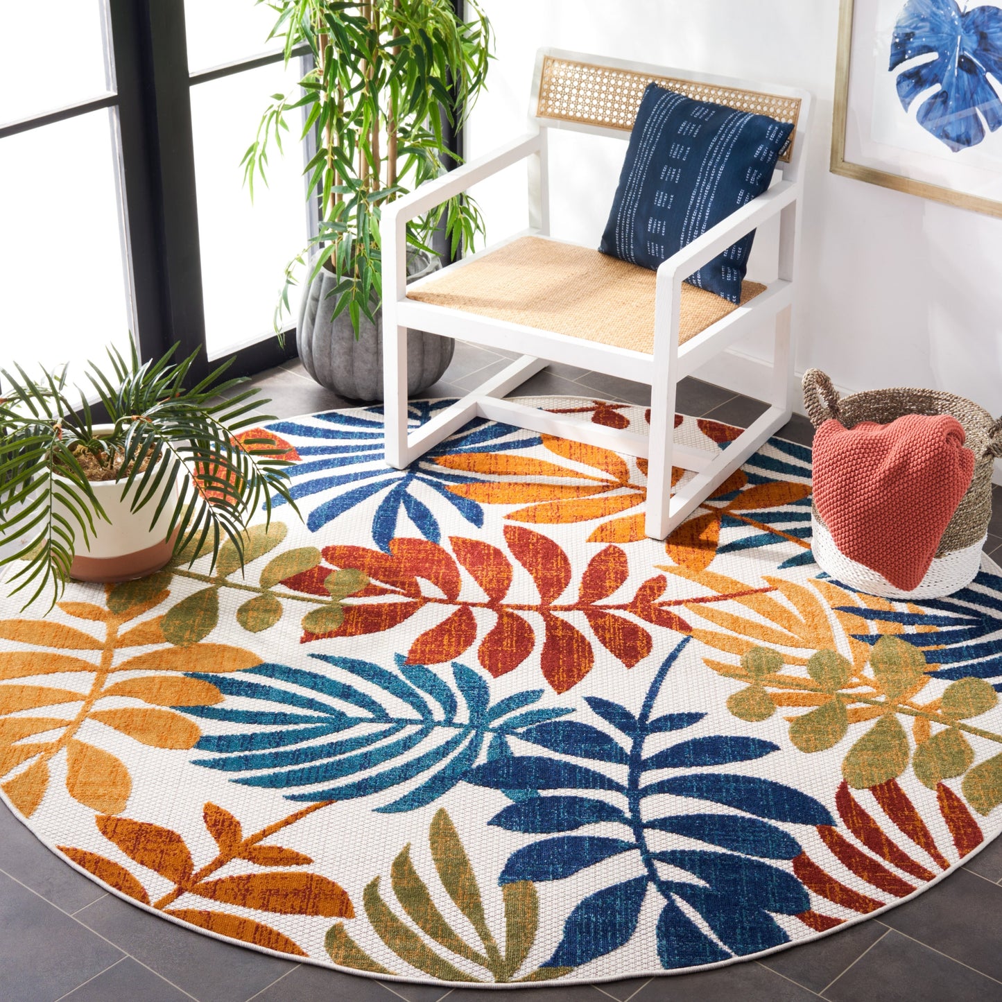 Tapis de patio imperméable à motif floral pour intérieur/extérieur SAFAVIEH Cabana Neera