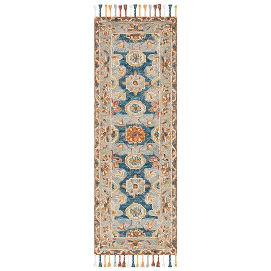 Tapis en laine à pompons Boho Aspen Kimm fait main SAFAVIEH