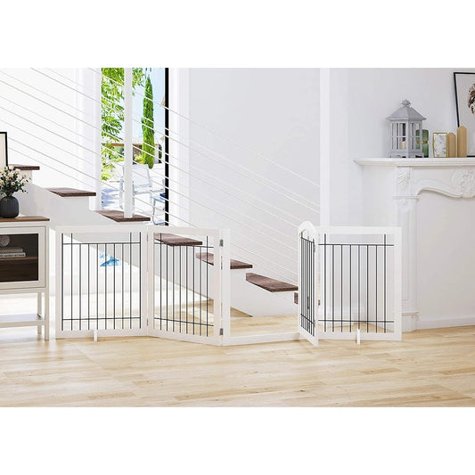 Barrière pour chien SPIRICH extra large de 96 pouces et haute de 30 pouces avec porte de passage, barrière pour animaux de compagnie autoportante en fil de fer, clôture de sécurité pour chiots