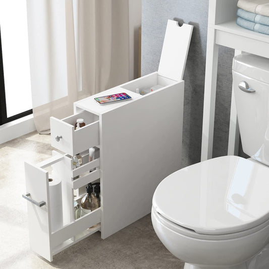 Meuble de rangement de salle de bain Spirich Home Slim, porte-papier toilette autoportant, meuble de salle de bain avec tiroir coulissant