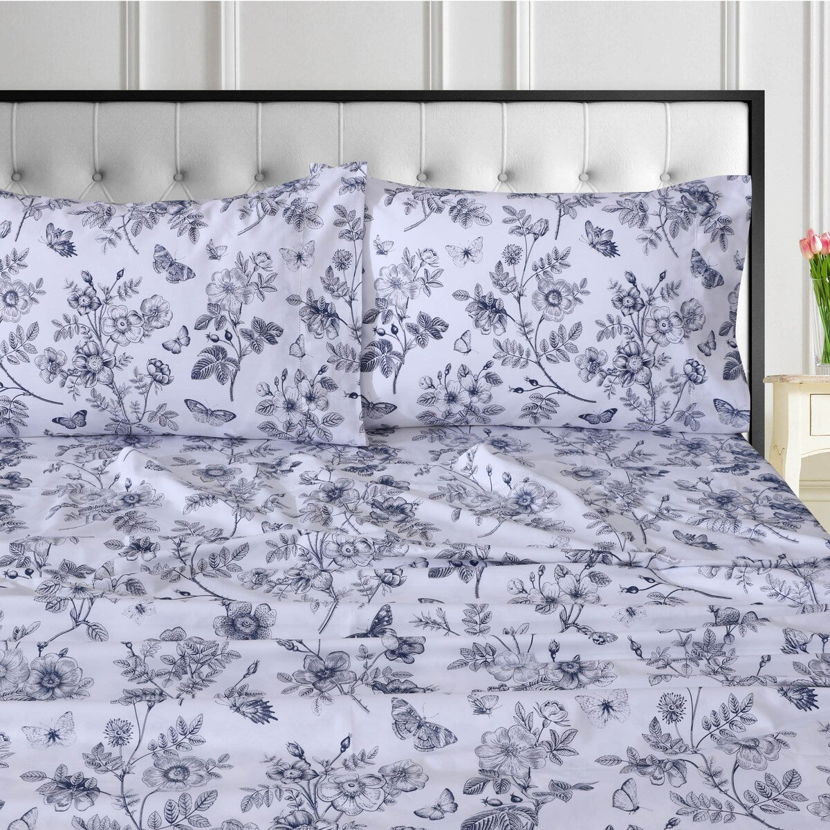 Parure de draps en percale de coton biologique 400 fils Tribeca Living à poches extra profondes