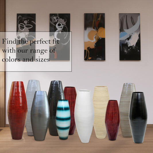 Vase de sol cylindrique en bambou de grande taille, décoratif pour halls d'hôtel et spas, idéal pour le salon ou le couloir.