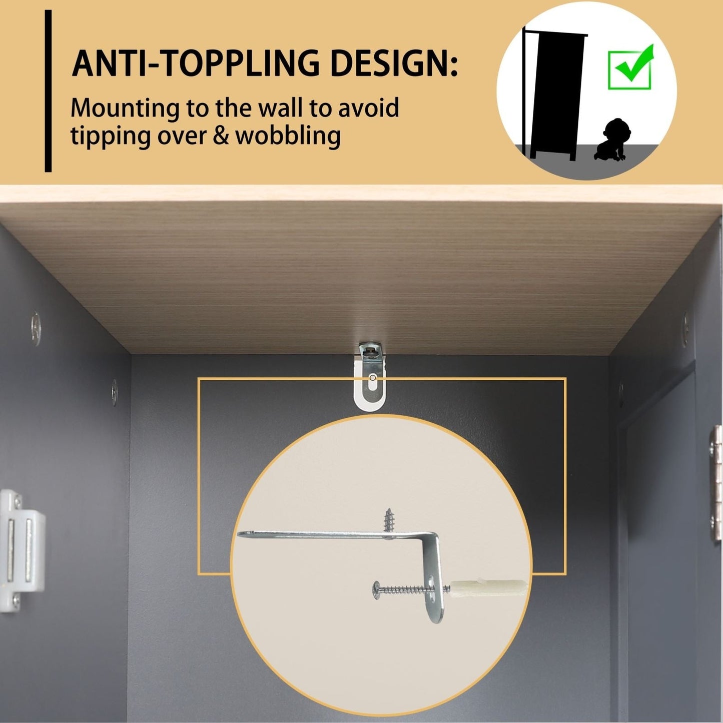 Meuble de rangement de salle de bain VEIKOUS avec 4 tiroirs