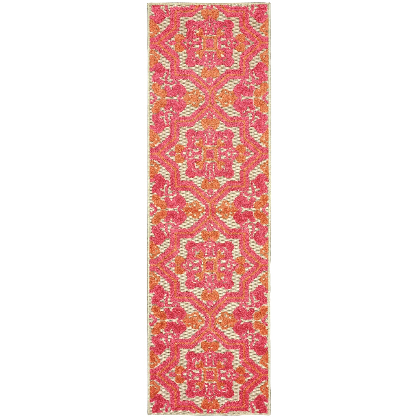 Tapis d'intérieur et d'extérieur Vista Home Capri à poils mixtes rose/orange à motif floral.