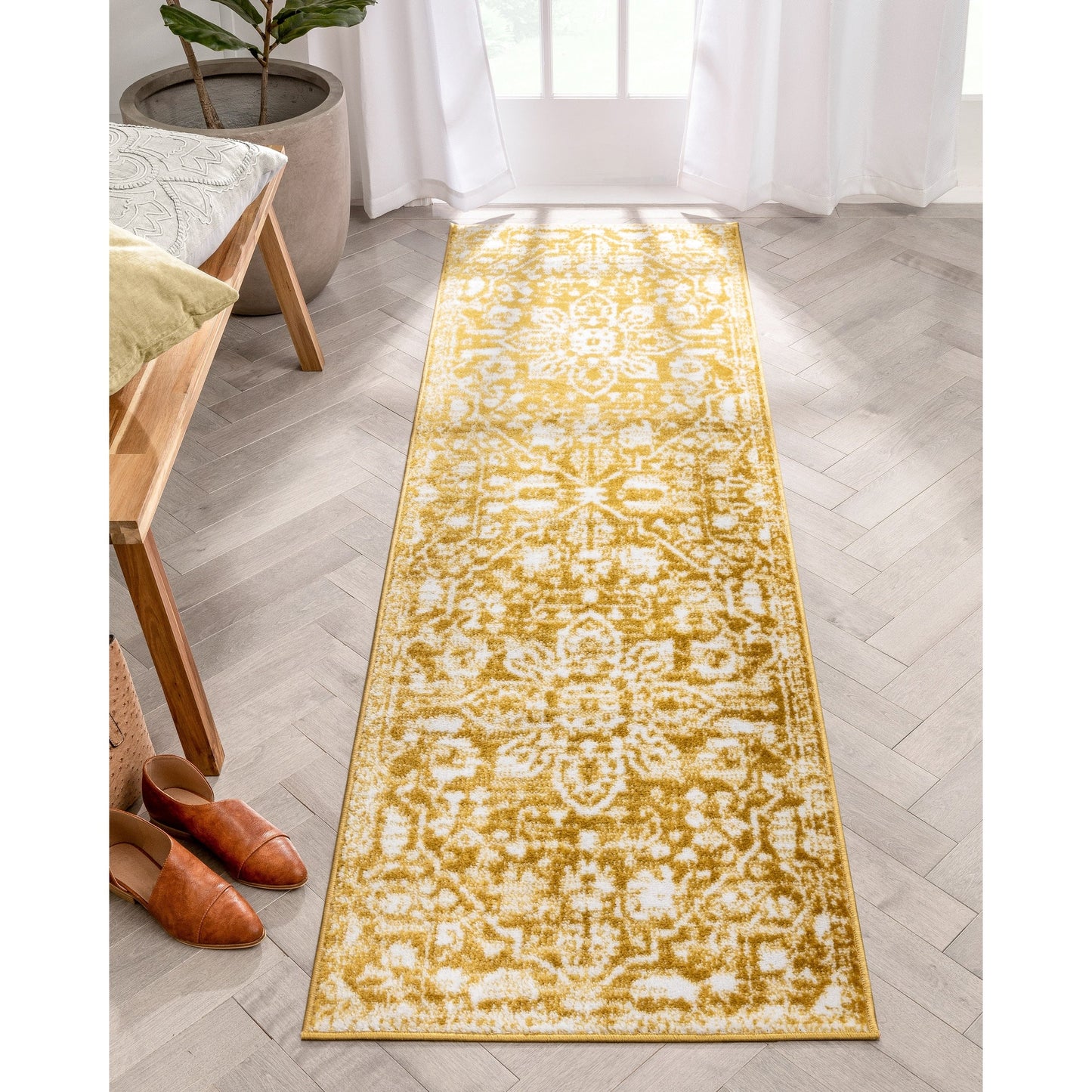 Tapis oriental bohème vintage à motif floral bien tissé Dazzle Disa