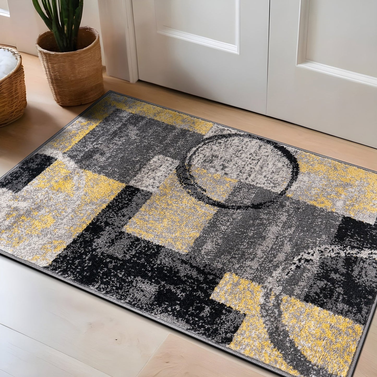 Tapis circulaire abstrait en polypropylène fabriqué à la machine, World Rug Gallery