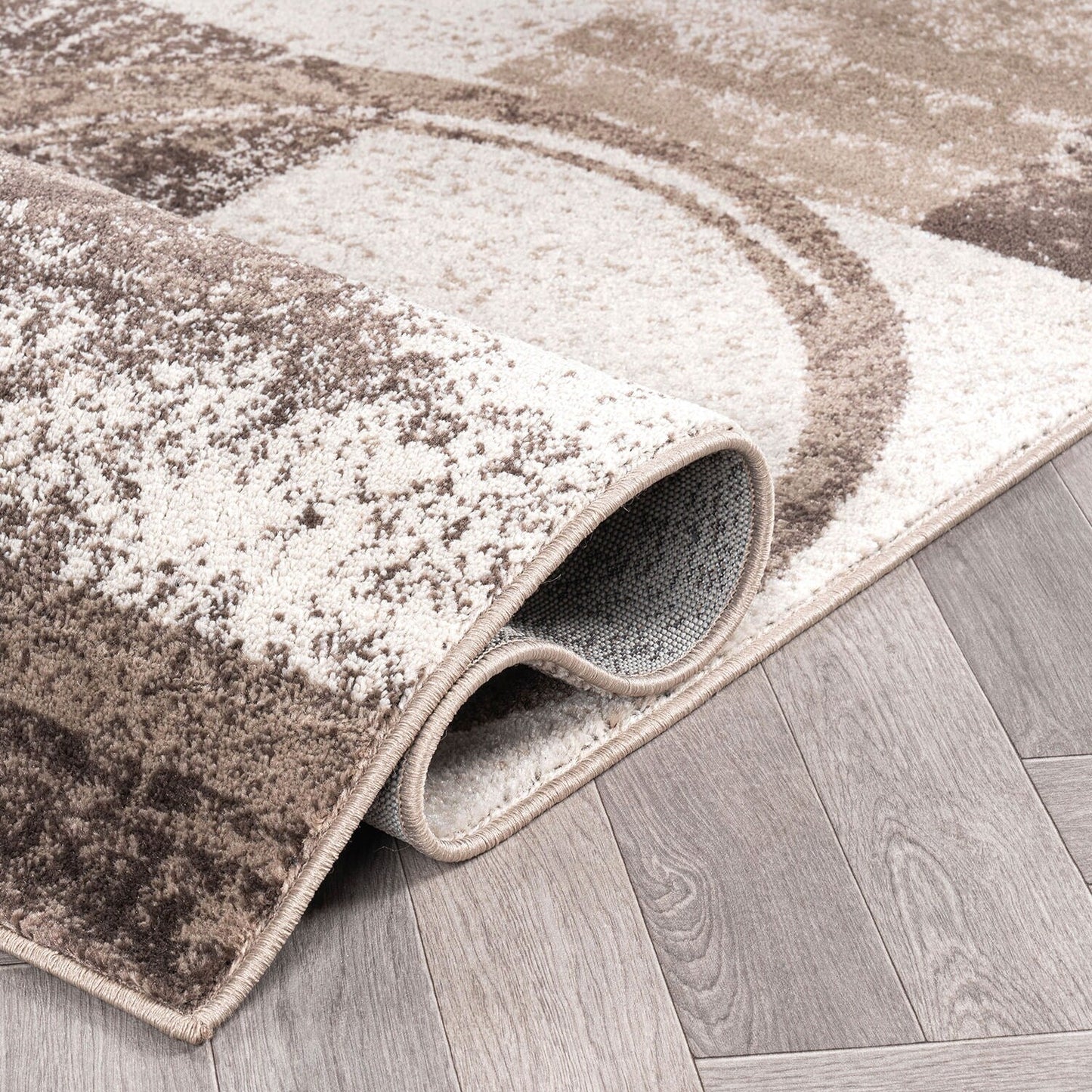 Tapis circulaire abstrait en polypropylène fabriqué à la machine, World Rug Gallery