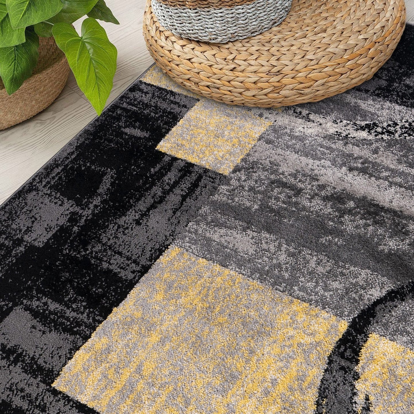 Tapis circulaire abstrait en polypropylène fabriqué à la machine, World Rug Gallery