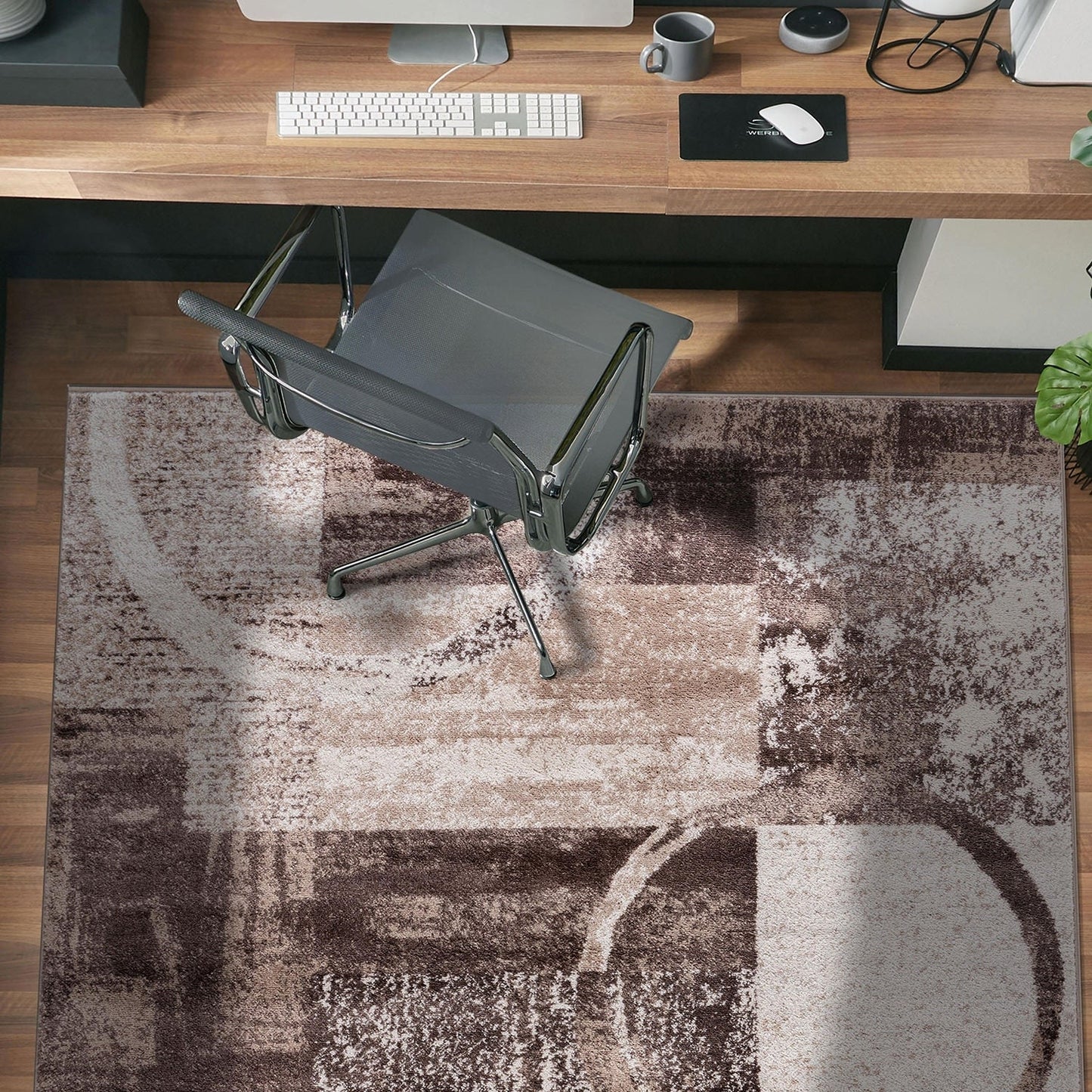 Tapis circulaire abstrait en polypropylène fabriqué à la machine, World Rug Gallery