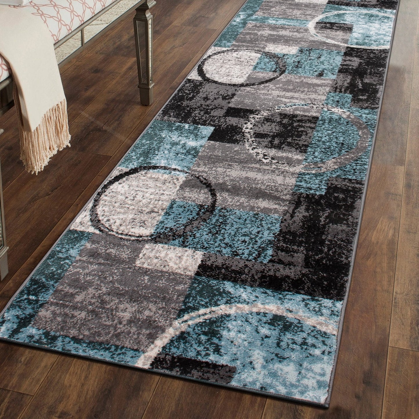 Tapis circulaire abstrait en polypropylène fabriqué à la machine, World Rug Gallery