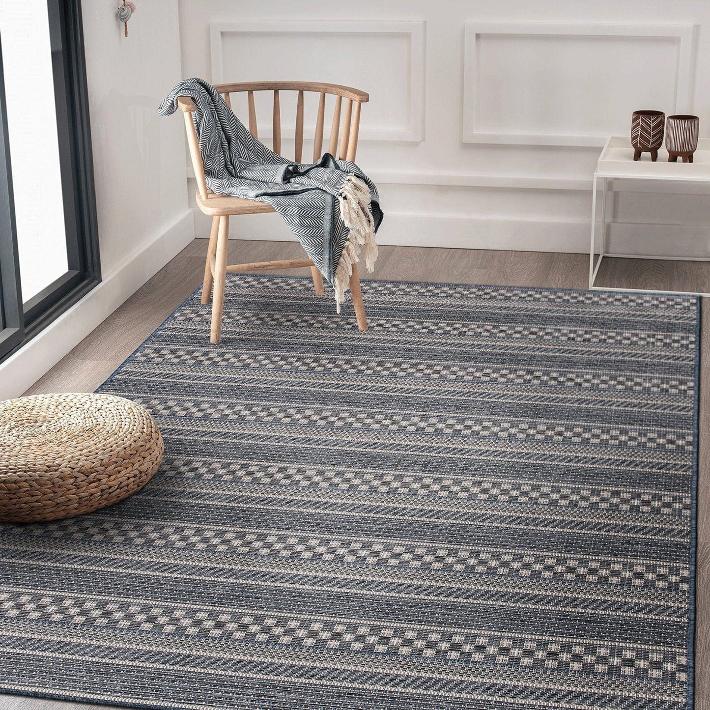 Tapis d'intérieur/extérieur à rayures géométriques bohèmes World Rug Gallery