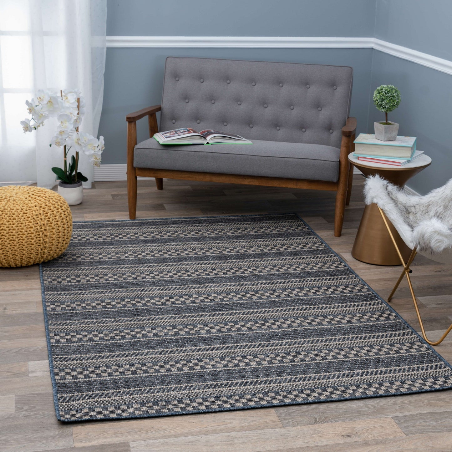 Tapis d'intérieur/extérieur à rayures géométriques bohèmes World Rug Gallery