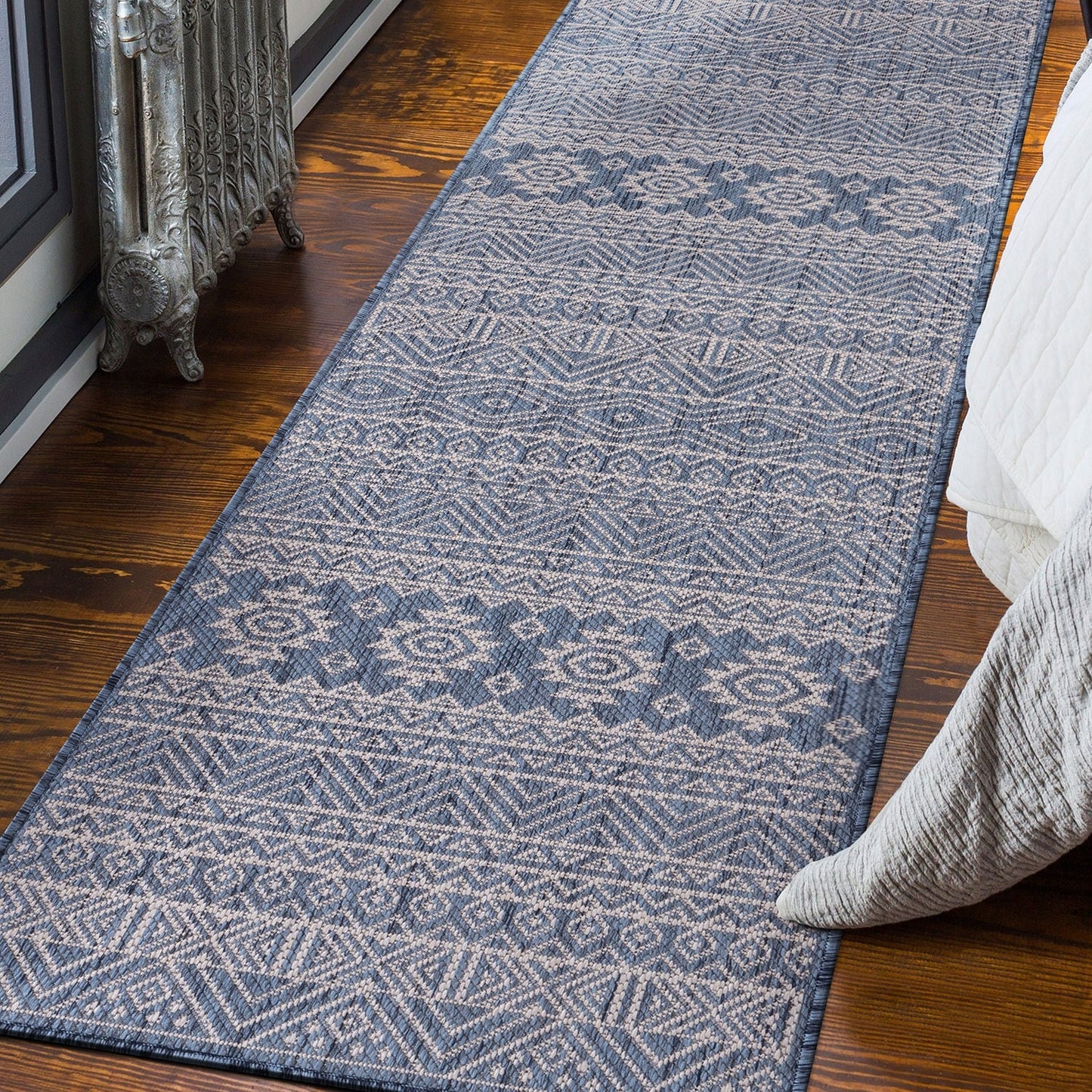 Tapis d'intérieur/extérieur texturé à motif géométrique bohème vieilli World Rug Gallery