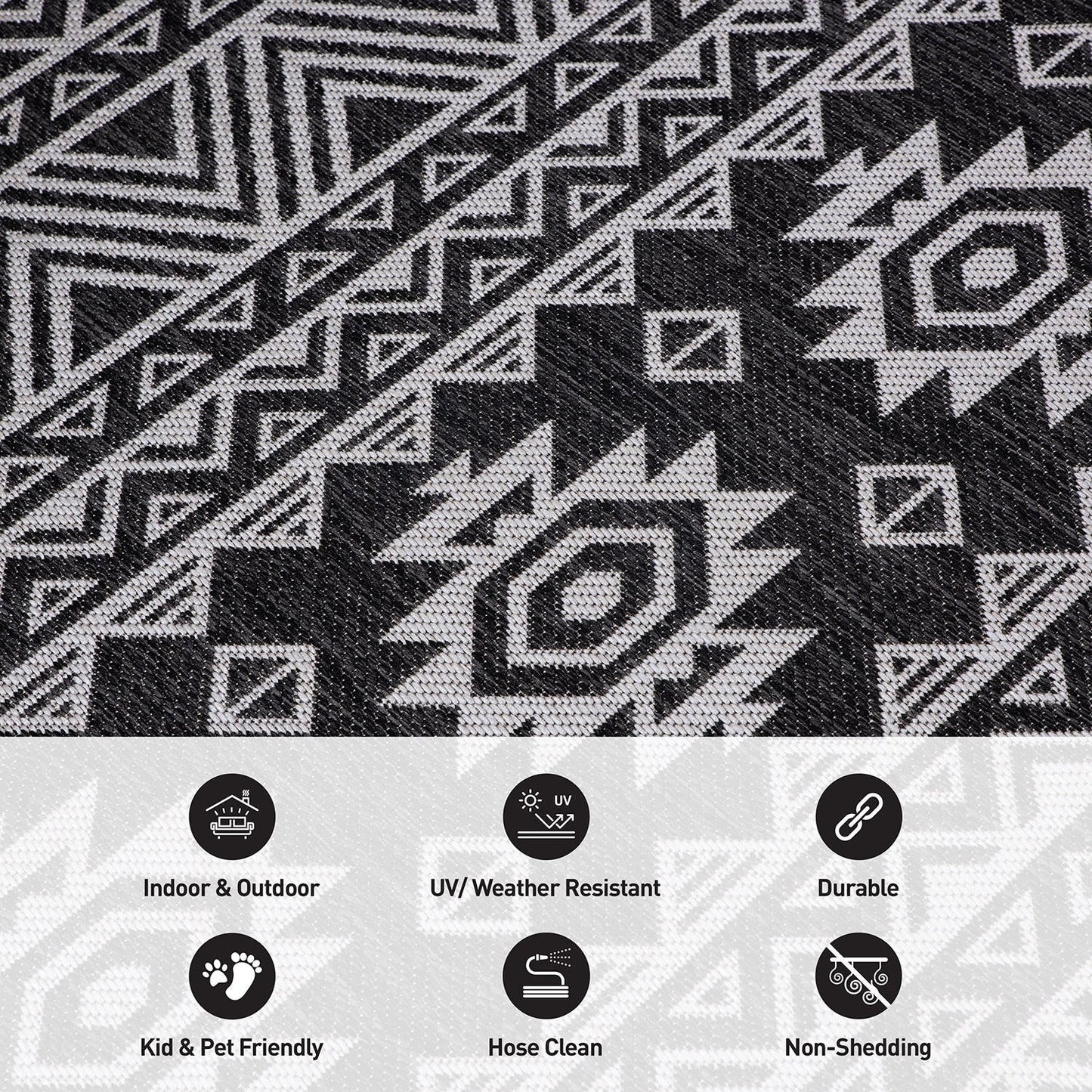 Tapis d'intérieur/extérieur texturé à motif géométrique bohème vieilli World Rug Gallery