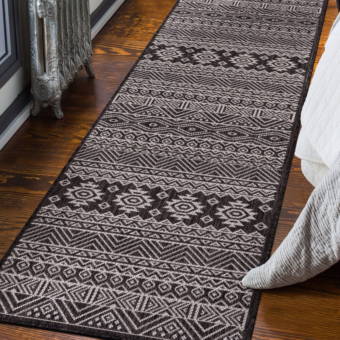 Tapis d'intérieur/extérieur texturé à motif géométrique bohème vieilli World Rug Gallery