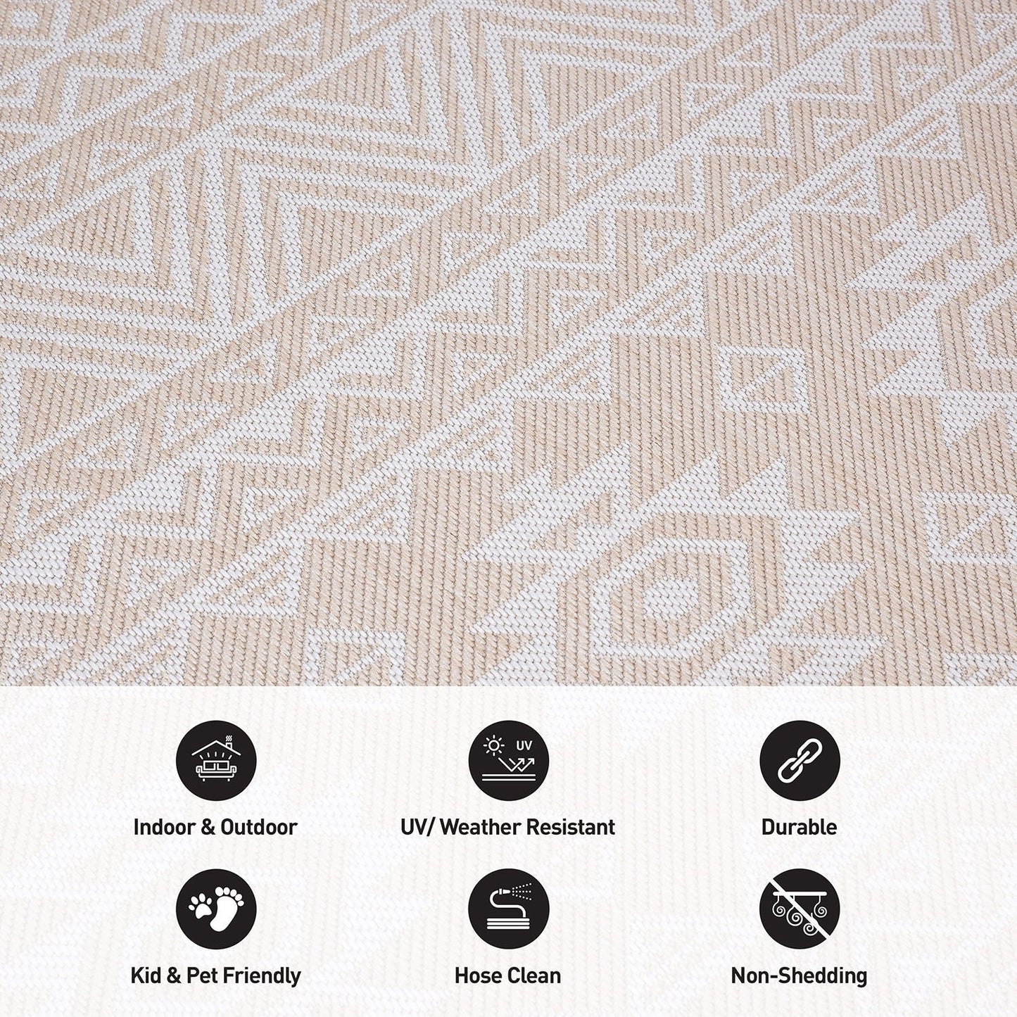 Tapis d'intérieur/extérieur texturé à motif géométrique bohème vieilli World Rug Gallery