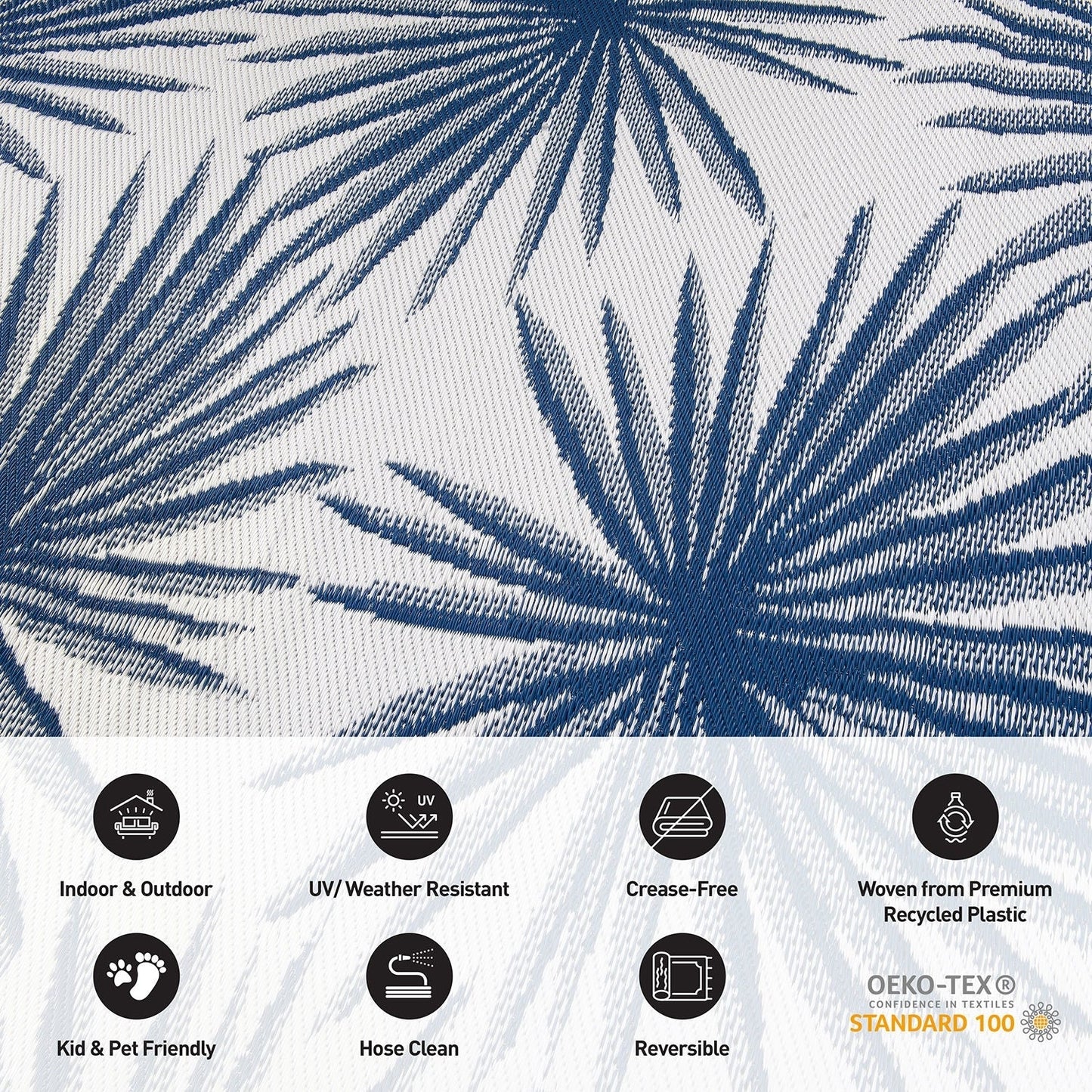 Tapis d'extérieur réversibles en plastique recyclé à motifs floraux tropicaux de la World Rug Gallery