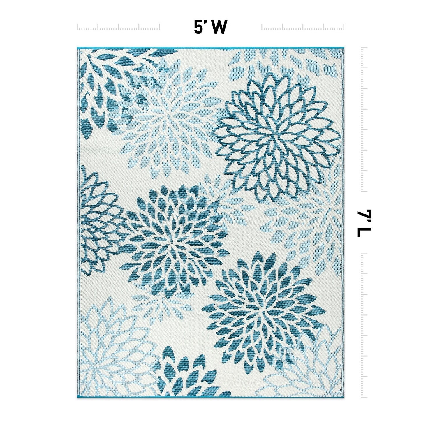 Tapis d'extérieur réversibles en plastique recyclé à motif floral moderne Aloha de la World Rug Gallery